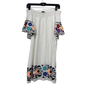 Maxi abito donna AQUA bianco ricamato spalle scoperte taglia S casual party - Foto 1 di 9