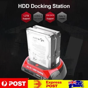 Dual Slot HDD Docking SATA IDE USB2.0 to 2.5 3.5 inch SSD Enclosure (EU) - Picture 1 of 8