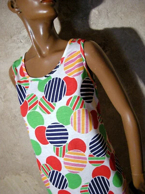 Vintage Chic Vestido Largo Túnica 1970 Auténtica Maxi 70s Modelo Graphic (38) - Imagen 1 de 4