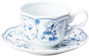 Snoopy Ai Karakusa Indigo Arabesque Cup and Saucer Grapes 630738 MADE IN JAPAN - Picture 1 of 1