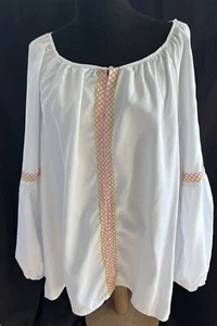 Top campesino bordado blanco New Directions - Talla 1X ¡NUEVO! - Imagen 1 de 3