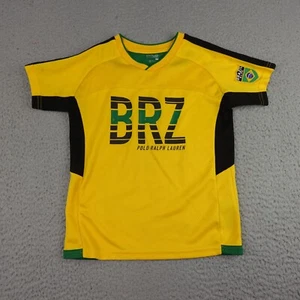 Polo Ralph Lauren Brazil Soccer Jersey Youth 7 Yellow Short Sleeve Soccer Patch - Picture 1 of 14