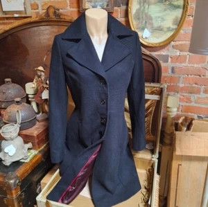 Tommy Hilfiger Black Wool Blend Single Breasted Mid Length Pea Coat Sz Small  - Picture 1 of 7