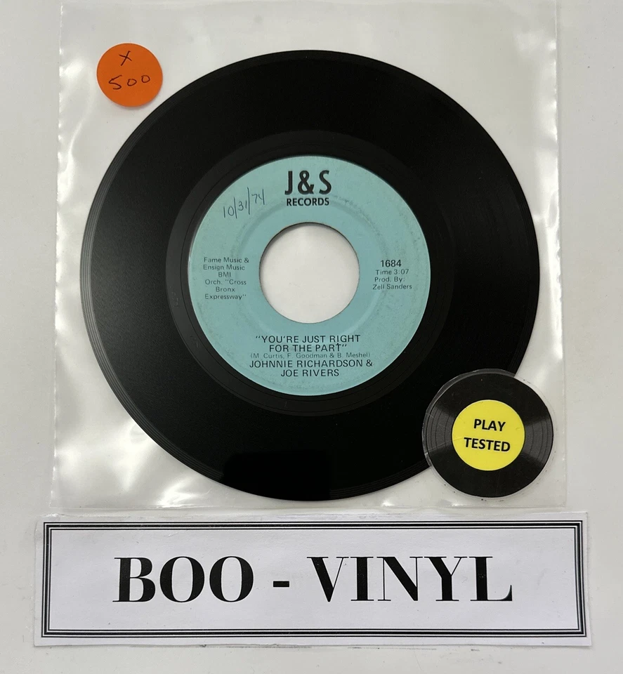 Johnnie Richardson & Joe Rivers* - You're Just Right For The Part 7” Soul Vinyl - Image 1 of 4