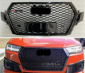 Parachoques delantero rejilla malla negra para Audi Q7 SQ7 RSQ7 2016 2017 2018 2019 - Imagen 1 de 5