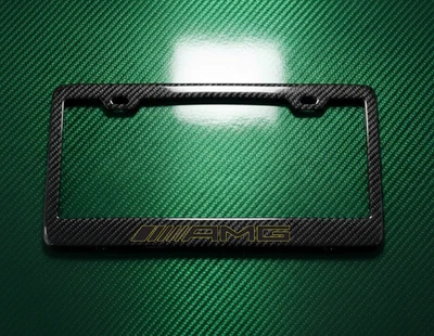 Green&Black AMG Mercedes Benz  100% Carbon Fiber License Plate Frame Ghost - Image 1 of 3