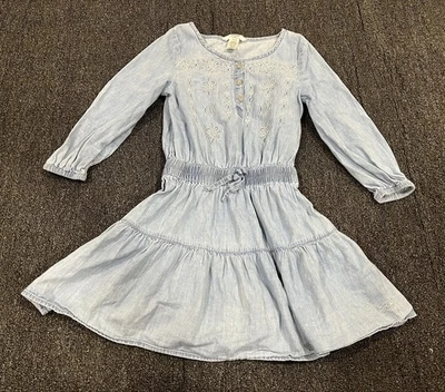 Guess Kids Denim Girls Long Sleeve Blue Dress Size Small (7/8) - Image 1 of 4