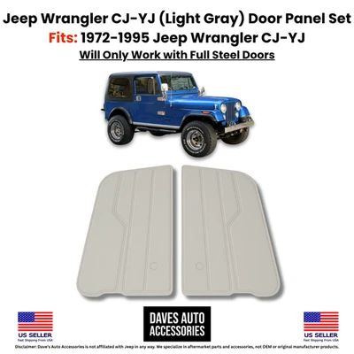 Par de paneles de puerta izquierda y derecha Jeep Wrangler CJ7 CJ8 YJ GRIS CLARO 82-95 Foto 1 de 4