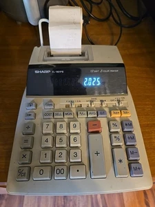 Sharp EL-1801PIII Printing Calculator 12-Digit 2-Color Display Adding Machine - Picture 1 of 5