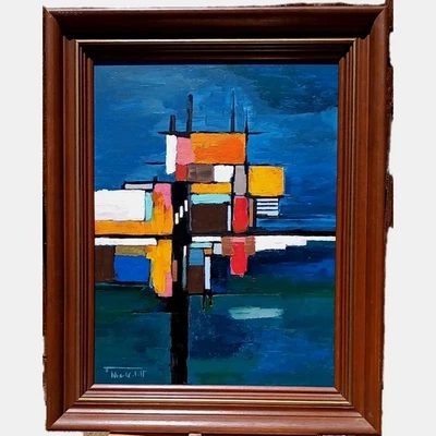  Original Abstract Expressionist Painting Mid Century Modern Style Modernist - Image 1 of 4