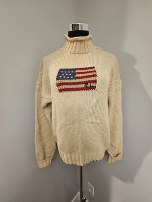 Suéter Polo Ralph Lauren Bandera Americana Tejido EE. UU. Mujer Talla Mediana - Usado en Excelente Condición Foto 1 de 4