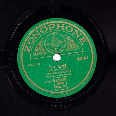 JIMMIE RODGERS 78 T.B. BLUES / THOSE GAMBLERS BLUES UK ZONOPHONE EXP. 4344 E+/M- - Image 1 of 2