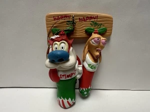 VINTAGE 1996 REN & STIMPY CHRISTMAS ORNAMENT HAPPY HAPPY JOY JOY- VIACOM - Picture 1 of 2