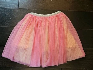 Zara Girls Pink Orange Pleated Tulle Party Skirt Size 8-9 Years - Picture 1 of 6