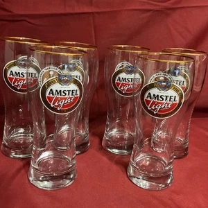 6 gafas Pilsner Amstel Light PGA Tour Collection con borde dorado de 16 oz excelente estado 2016 - Imagen 1 de 9