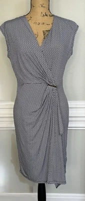 Michael Michael Kors Size M Women's Dress Black White Stretch Faux Wrap - Image 1 of 4