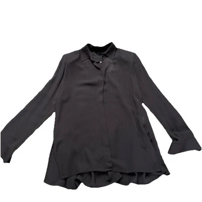 Camisa de gasa negra The Row hombreras manga larga talla XS Foto 1 de 4