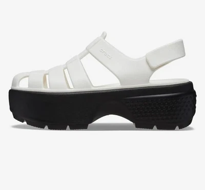 Sandalias de plataforma Crocs Stomp Fisherman blancas tiza para mujer 9 para hombre 7 Foto 1 de 4