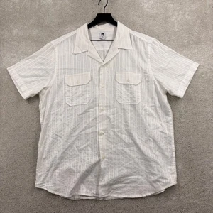 Gap Shirt Mens Size Large White Short Sleeve Button Up Camp Loop Collar Bowling - Picture 1 of 10