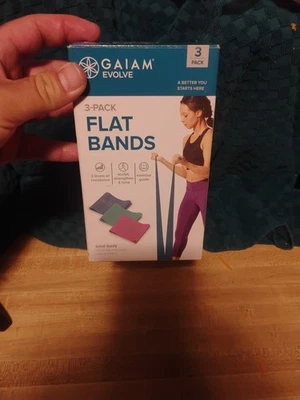 Evolve By Gaiam 3 Pack Flat Bands 3 Levels of Resistance Exercise New  - Image 1 of 4