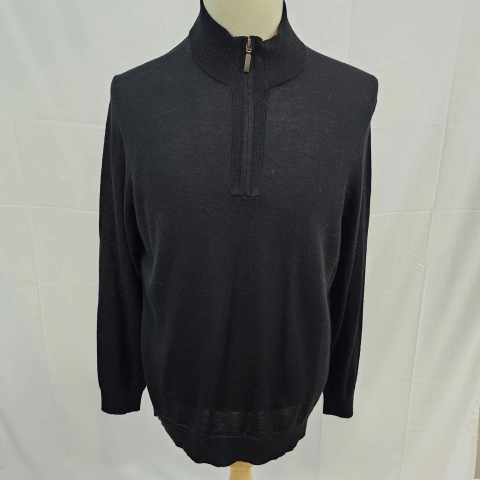 Club Room Men's Merino Wool Blend Sweater 1/4 1/2 Zip Black Medium NWT - Image 1 of 4