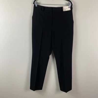 Pantalones al tobillo Uniqlo inteligentes cepillados para mujer grandes negros frente plano Foto 1 de 4