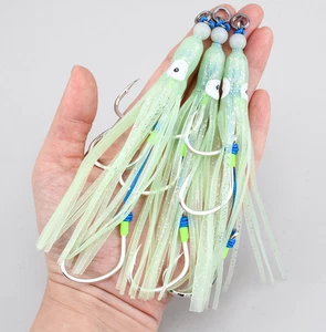 5 PCs Soft Squid Skirt Fishing Lure Rigged 3 Hooks Rubber Luminous Octopus Bait - Picture 1 of 27