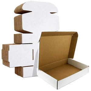HORLIMER 12x9x3 inches Shipping Boxes Set of 20, White Corrugated Cardboard B... - Picture 1 of 6