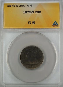 1875-S Seated Liberty pieza de 20 centavos, ANACS G-6 - Imagen 1 de 2