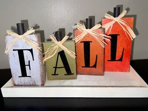 Fall Decorations for Home, 4 Pcs Rustic Farmhouse Home 5.5"L x 2.4"W - Picture 1 of 5