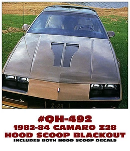 GE-QH-492 1982-84 CHEVY CAMARO - Z28 HOOD SCOOP BLACKOUT DECAL KIT - HOOD INSERT - Bild 1 von 1