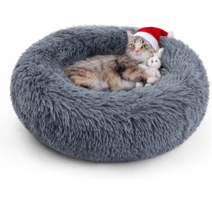 Round Pet Bed Super Soft Fluffy Cat/Dog Bed For Warm Sleeping - Picture 1 of 5
