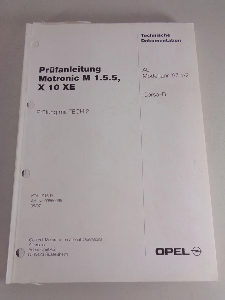 Manual de Taller Instrucciones de Inspección Opel Corsa B Motronic M 1.5.5 Desde - Imagen 1 de 1