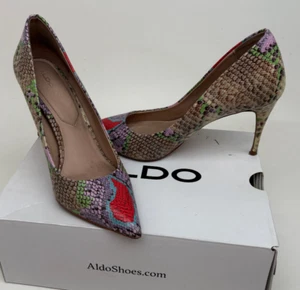 ALDO Tracey Multicolored Snake Print Pumps 4 1/2" High Heels Women;s Size 10 - Picture 1 of 13