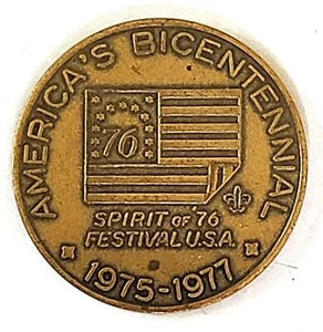 Pfadfinderfestival USA Jahresprogramm Thema 1975-77 BIC Messingmünze BSA - Bild 1 von 2
