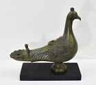 Bronze Oil Lamp with Pigeon on marble base - Ancient Greek Art - Lost Wax Method