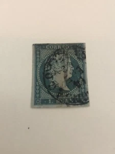 Spain Queen isabella stamp scott #37a Cat Value $3,500 - Picture 1 of 3