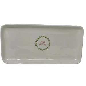 Discontinued￼ REA DUNN Merry Christmas Green Wreath  Serving Platter Tray - Picture 1 of 12