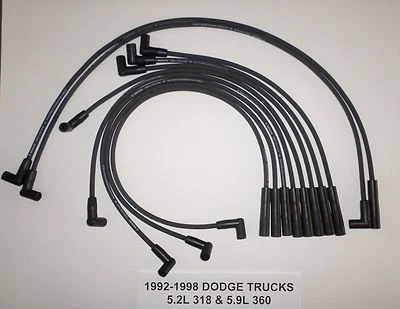 Camiones Dodge 1992-1998 5,2 L 318 5,9 L 360 Negro Alto Rendimiento Cables Bujía Foto 1 de 3