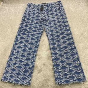 Pantalones de mezclilla BooHoo Hombre 32R Azul Diamante Jacquard Denim Calce Relajado NUEVO CON ETIQUETAS - Imagen 1 de 14