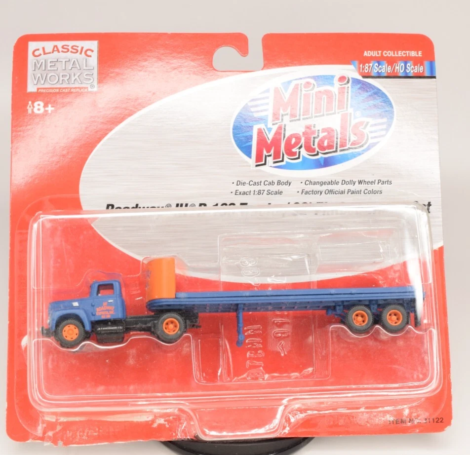Mini-Metals HO 31122 Roadway Express IH R-190 Tractor & 32' Flatbed Trailer Set - Image 1 of 1