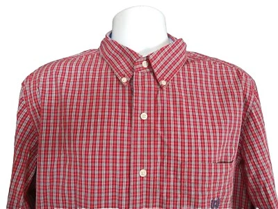 Men's Chaps Easy Care Red Plaid Long Sleeve Button Front Shirt Large - Image 1 of 4