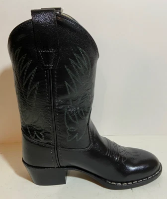 "Old West" Western Cowboy Toddler, kids, youth Black Boots Decorative stitching - Image 1 of 4