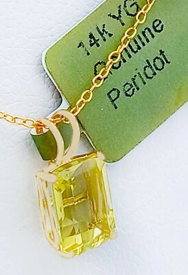 GENUINE 1.10 Cts PERIDOT PENDANT 14K GOLD - Free Appraisal Service -NEW WITH TAG - Image 1 of 4
