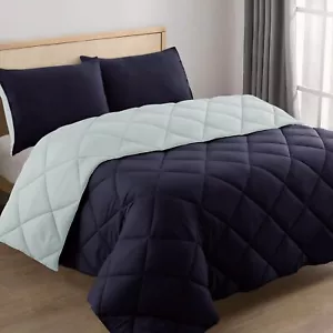 3PC Reversible Comforter Set Quilted Down Alternative All Season Comforter - Picture 1 of 66
