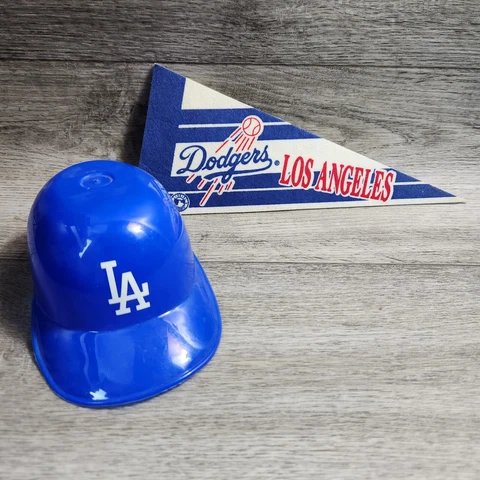 Vintage 1980's Laich MLB Matching Mini Helmet & Pennant  - Los Angeles Dodgers Cover