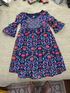 Girls Faded Glory Dress Size XS/ 4-5 Blue Pattened Short Sleeve - Picture 1 of 4