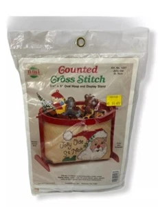 Vintage Cross Stitch Kit Basket St Nick Santa NOS NeedleMagic Inc Counted - Picture 1 of 3
