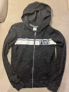 Pink Victoria's Secret Hoodie Sweatshirt Jacket Women's Full Zip Gray  Small - Picture 1 of 1