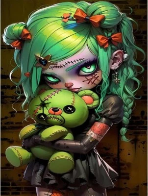 Kits de arte de diamantes góticos para adultos, kits de pintura de diamantes para adultos, bricolaje redondo Fu Foto 1 de 4